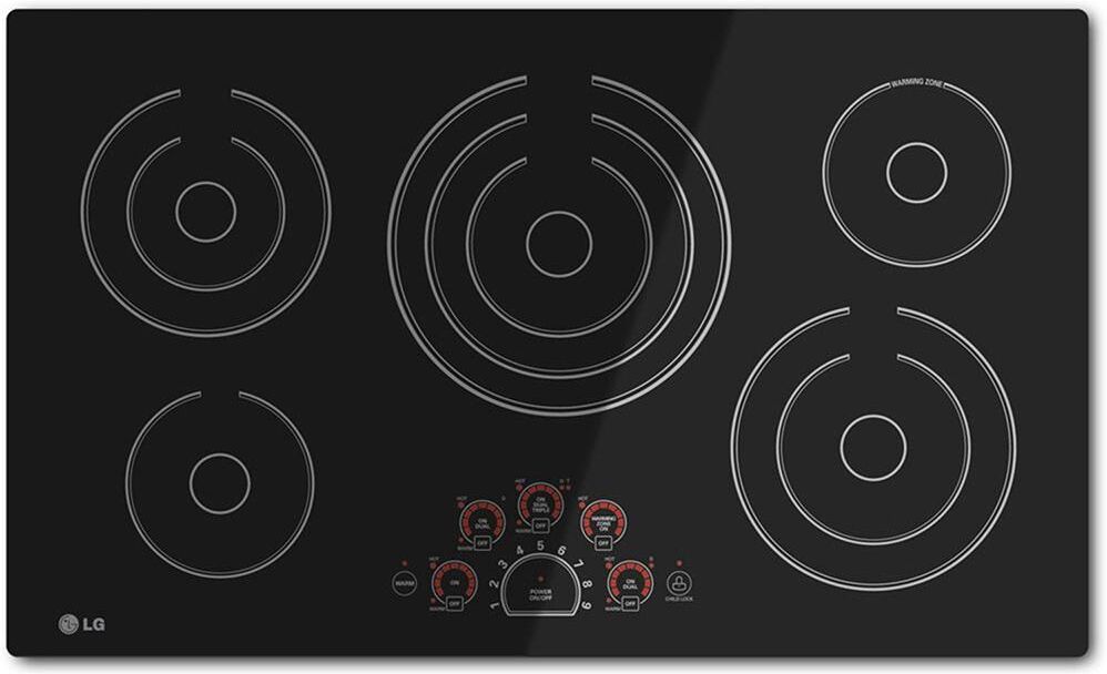 LG 36 Inch 5 Burner Black Electric Cooktop - Black