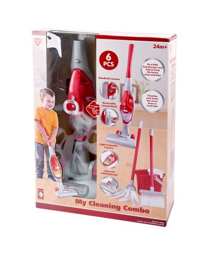 PlayGo Ltd Complete Cleaning Vacuum Combo Play Set, 6 Pieces - Red