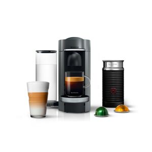 Nespresso Vertuo Plus Deluxe Coffee and Espresso Machine by De'Longhi, Titan with Aeroccino Milk Frother - Titan