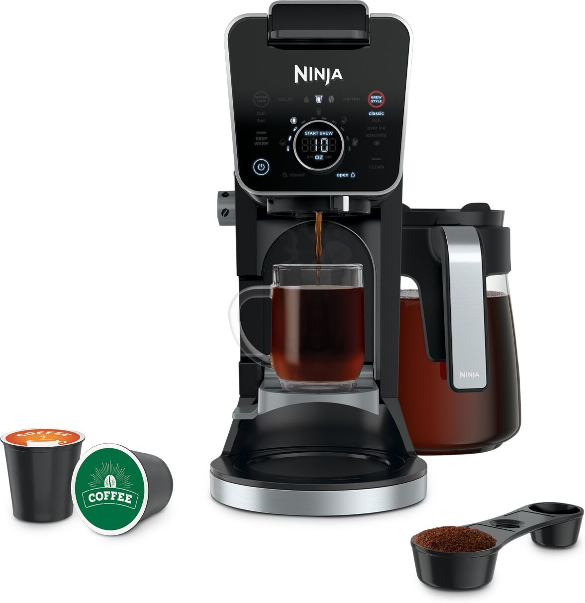 Ninja CFP301 DualBrew Pro Specialty Coffee System, Single-Serve, Compatible with K-Cups & 12-Cup Drip Coffee Maker - Black