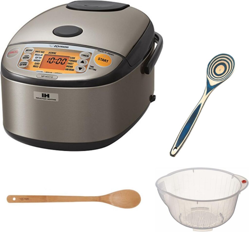 Zojirushi NPHCC18XH Induction Heating System Rice Cooker Bundle with Accessories - Dark Grey