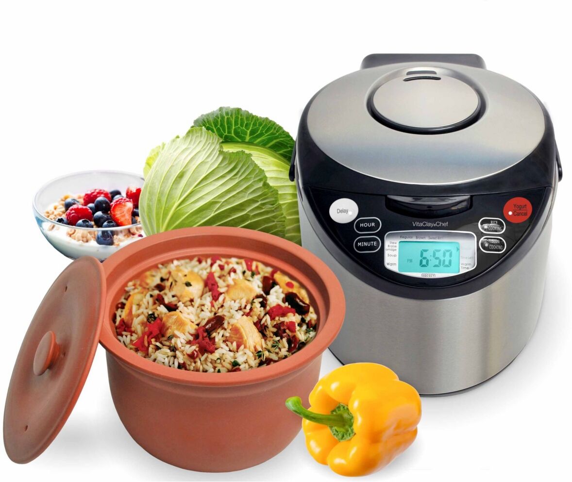 Vitaclay Smart Digital Express - A Rice Slow Cooker, A Digital Steamer and A Yogurt Maker, 4.2 Qt - Silver