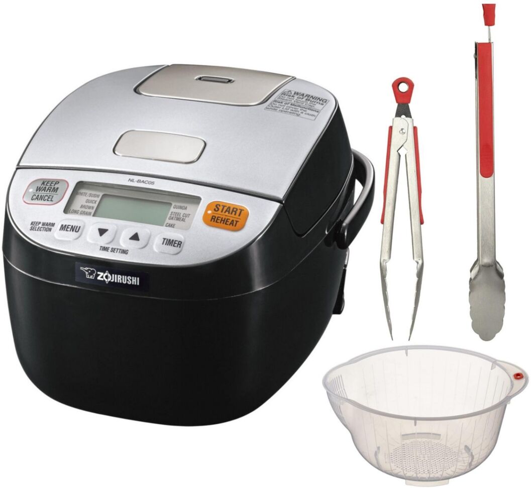 Zojirushi Micom Rice Cooker and Warmer (3-Cup/ Silver Black) Bundle - Black