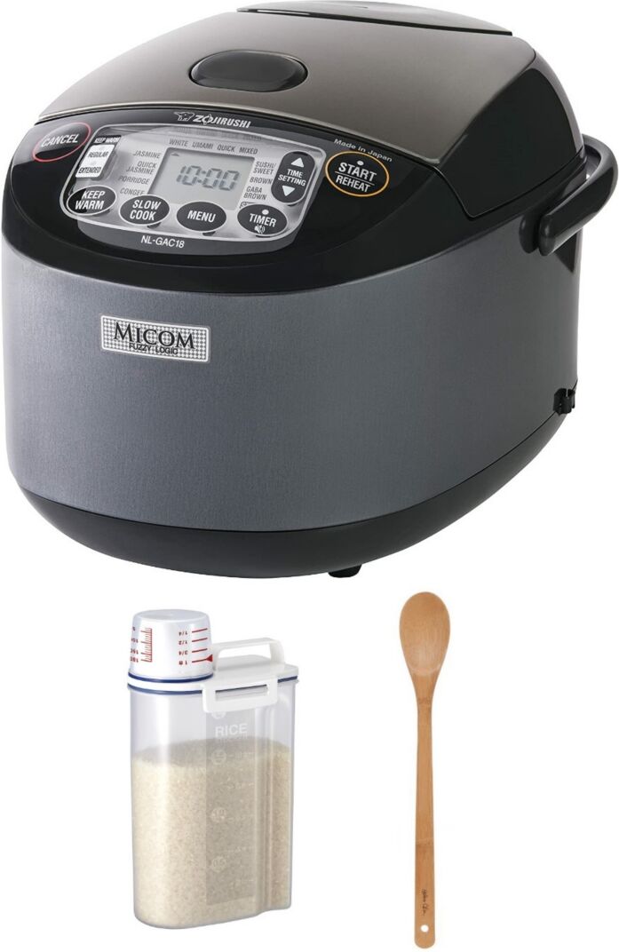 Zojirushi Umami Micom Rice Cooker With Rice Cooker Recipe Book And Bamboo Spoon - Black