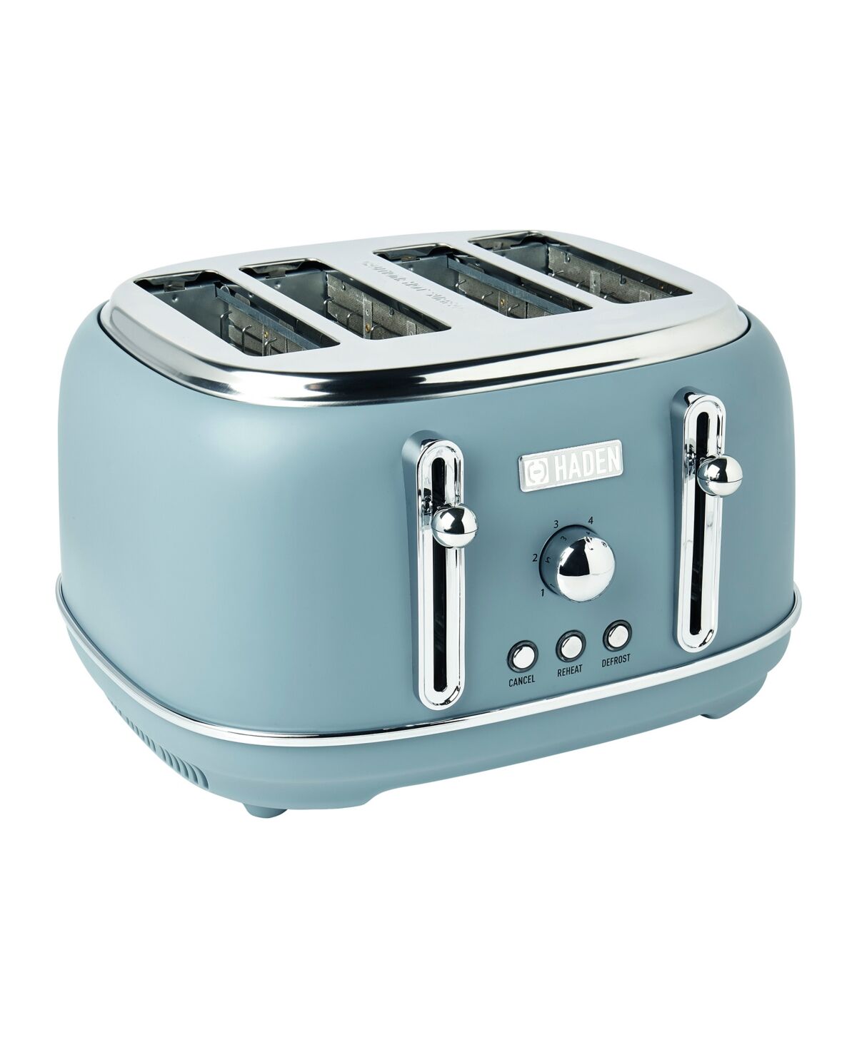 Haden Highclere 4-Slice, Wide Slot Toaster with Bagel and Defrost Settings Browning Control - 75026 - Poole Blue