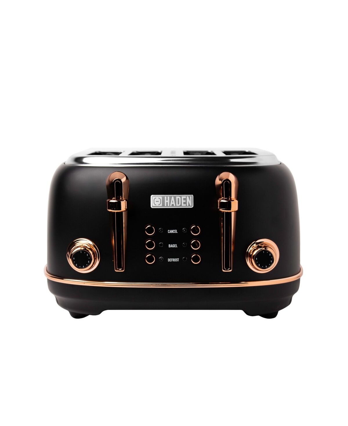 Haden Heritage 4-Slice Toaster with Browning Control, Cancel, Bagel and Defrost Settings - 75042 - Black, Copper