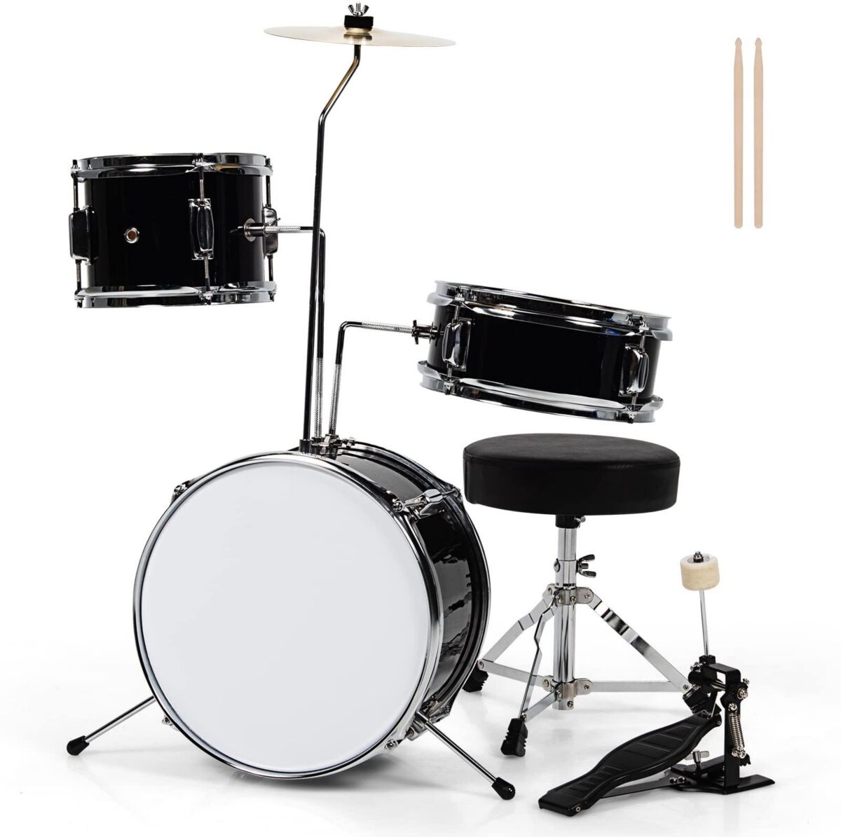 Sugift 5 Pieces Junior Drum Set with 5 Drums - Black