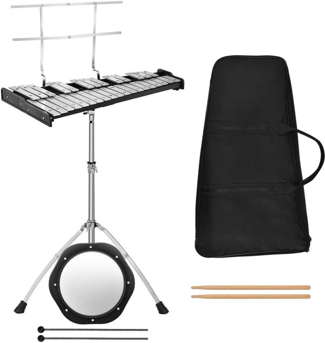 Sugift 32 Note Glockenspiel Xylophone Percussion Bell Kit with Adjustable Stand - Open Miscellaneous