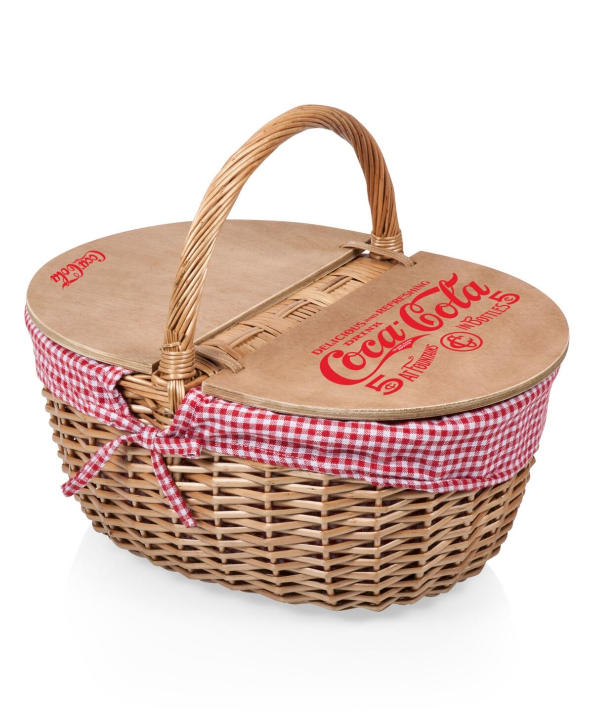 Picnic Time Coca-Cola Country Picnic Basket - Red White Gingham Pattern