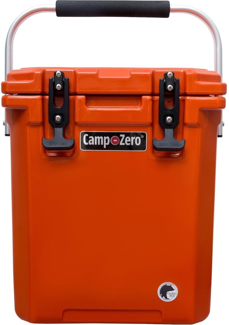 Camp-zero 16 Tall   16.9 Qt. Premium Cooler with 2 Molded-In Cup Holders and Folding Aluminum Comfort Grip Handle   Sky Blue - Burnt orange