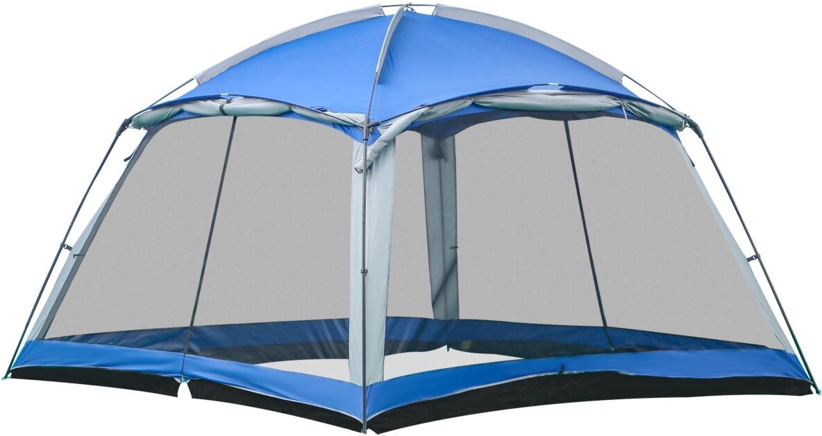 Outsunny 12' x 12' Screen House Room, 8 Person Camping Tent w/ Carry Bag and 4 Mesh Walls for Hiking, Backpacking, and Traveling, Easy Set Up, Royal B