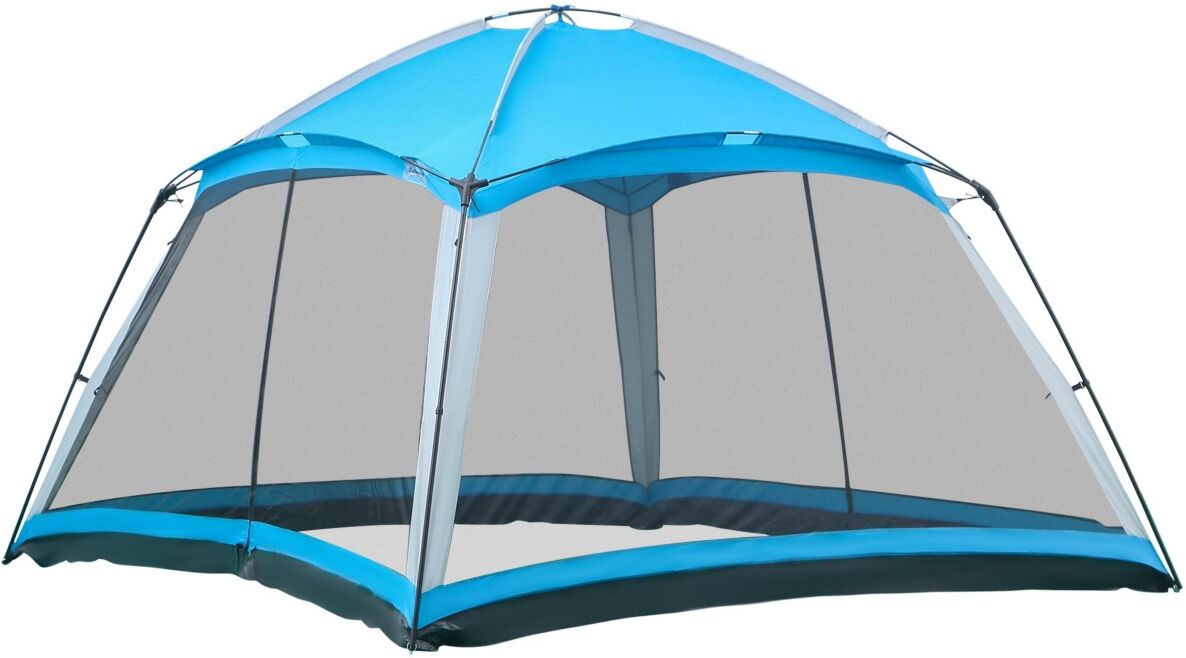 Outsunny 12' x 12' Screen House Room, 8 Person Camping Tent w/ Carry Bag and 4 Mesh Walls for Hiking, Backpacking, and Traveling, Easy Set Up, Sky blu