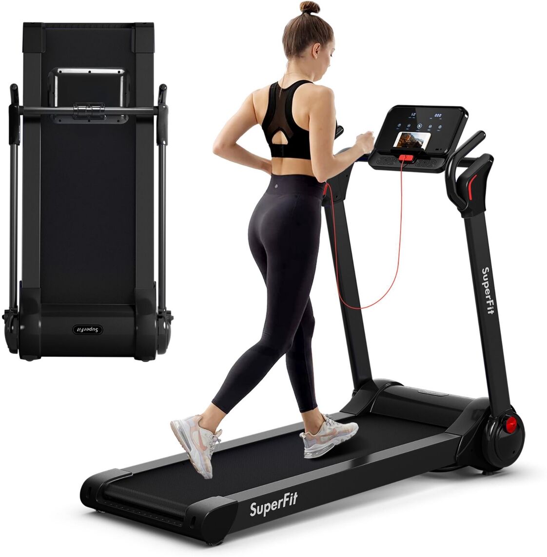 Costway 2.25HP Electric Treadmill Running Machine App Control for Home Office - Black