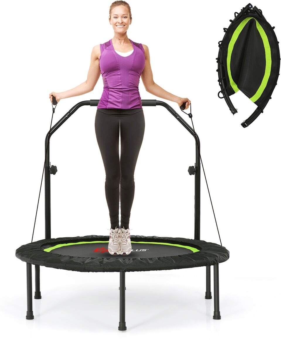 Costway 40'' Foldable Trampoline Fitness Rebounder Resistance Bands - Green