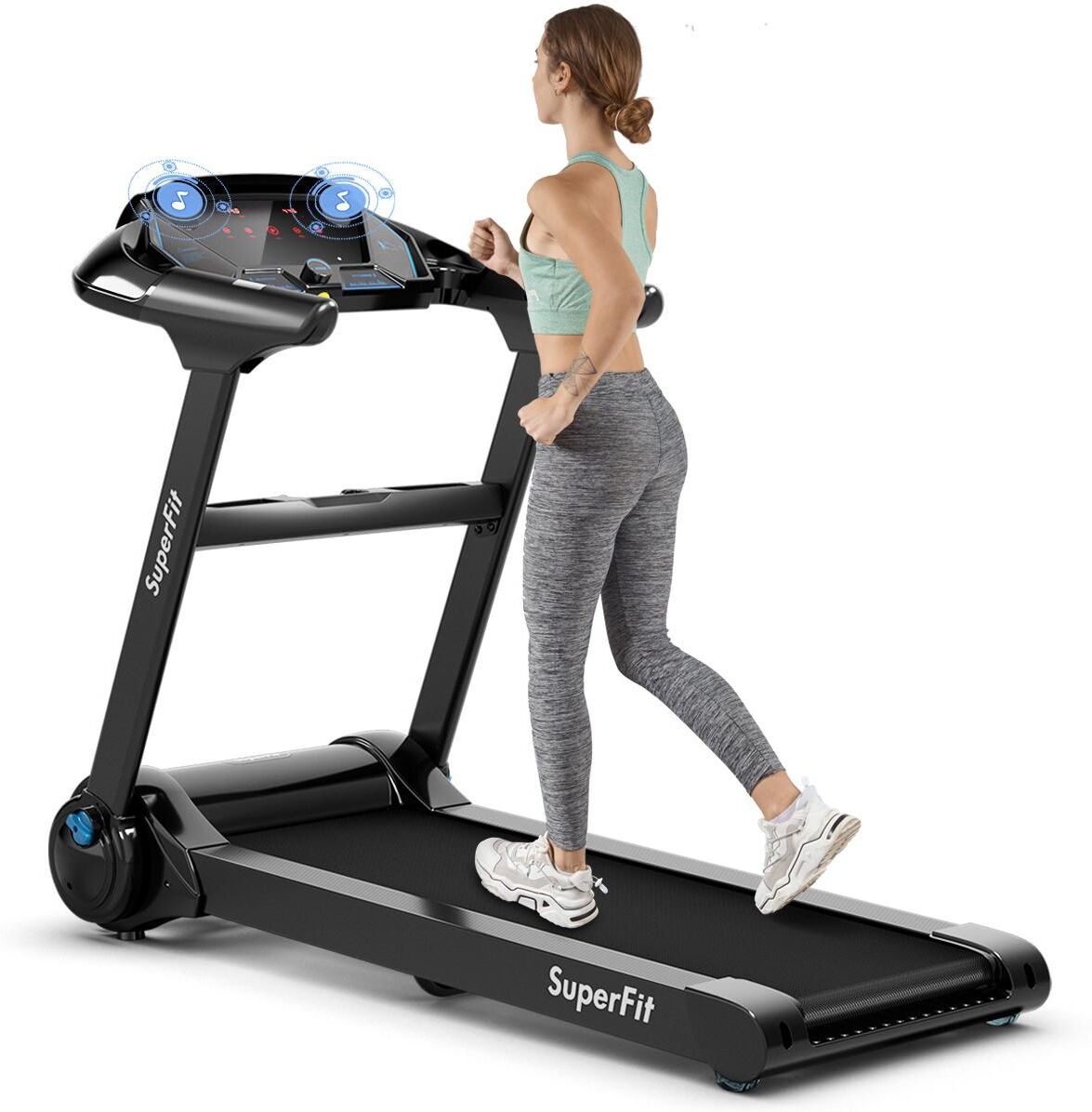 Costway 2.25HP Folding Treadmill Running Machine Led Touch Display - Black