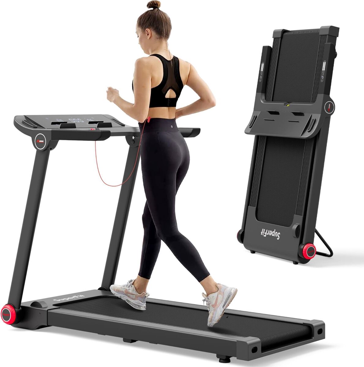 Costway 3.75HP Folding Treadmill Electric Running Machine W/ - Black