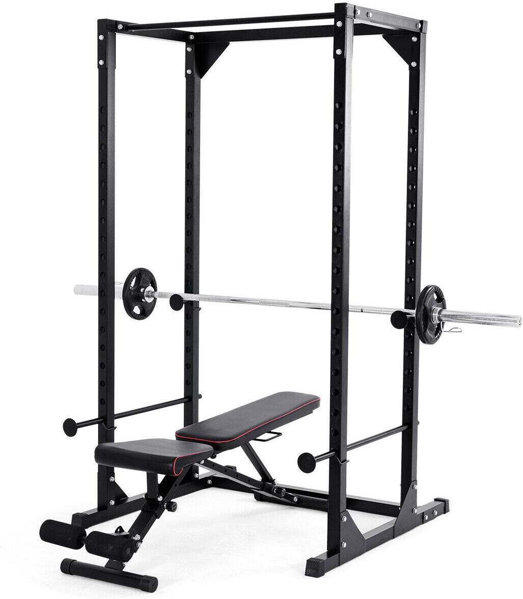 Costway Adjustable Dumbbell Rack Cage Chin up Squat Stand - Black