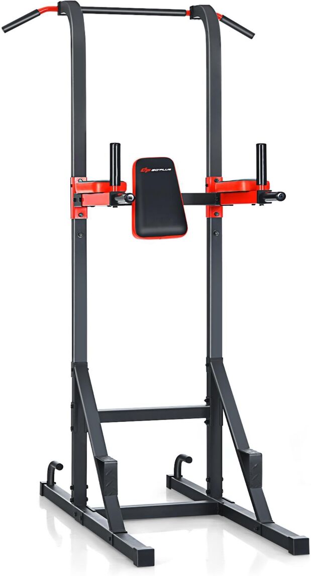 Costway Multi-function Power Tower Pull Up Bar Dip Stand Home Gym - Black