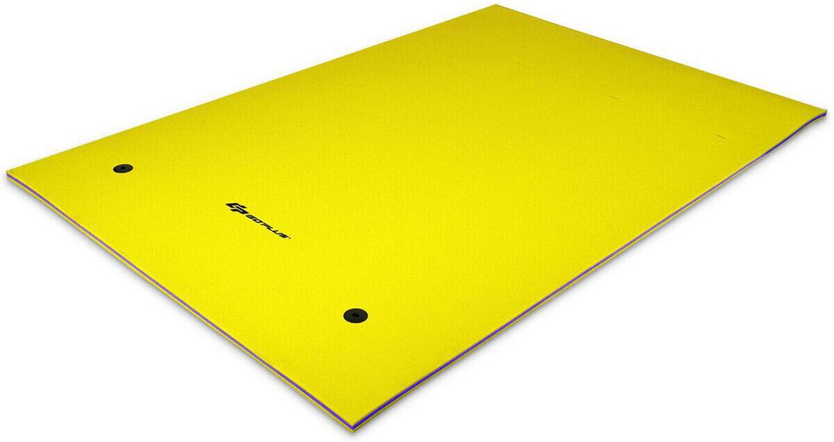 Costway 3 Layer Floating Water Pad Foam Mat Water Recreation Relaxing Tear-resistant 9' x 6' - Yellow