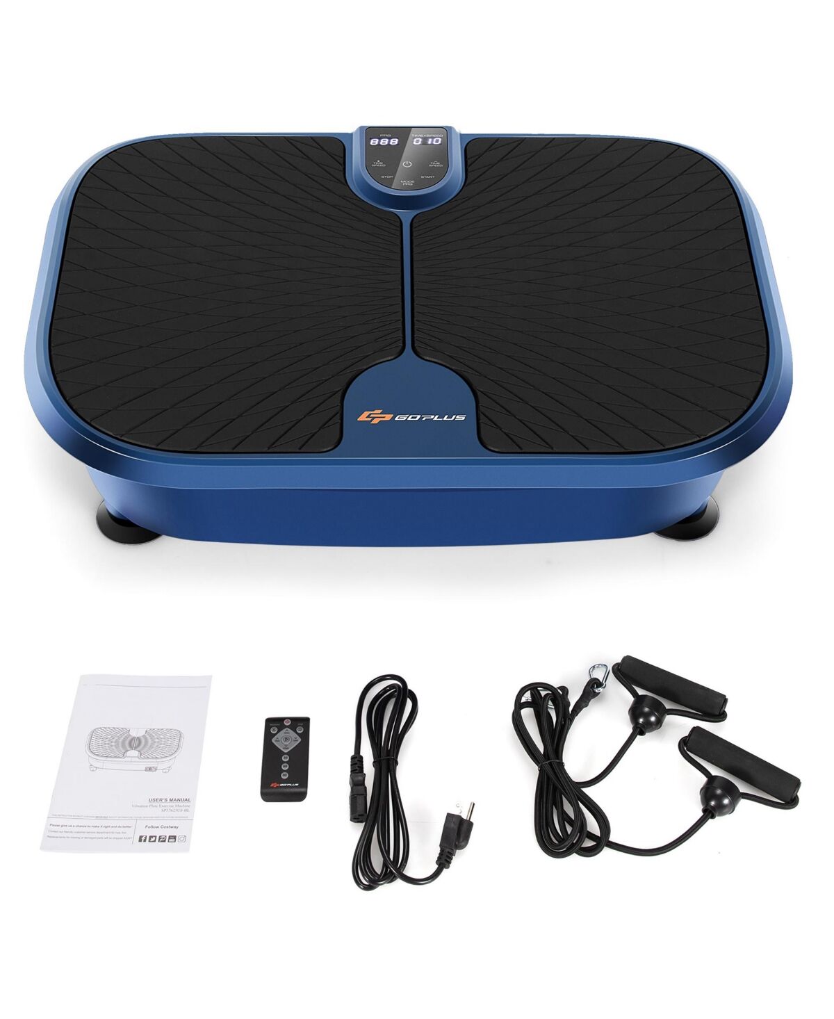 Costway Mini Vibration Plate Fitness Exercise Machine with Remote Control - Blue