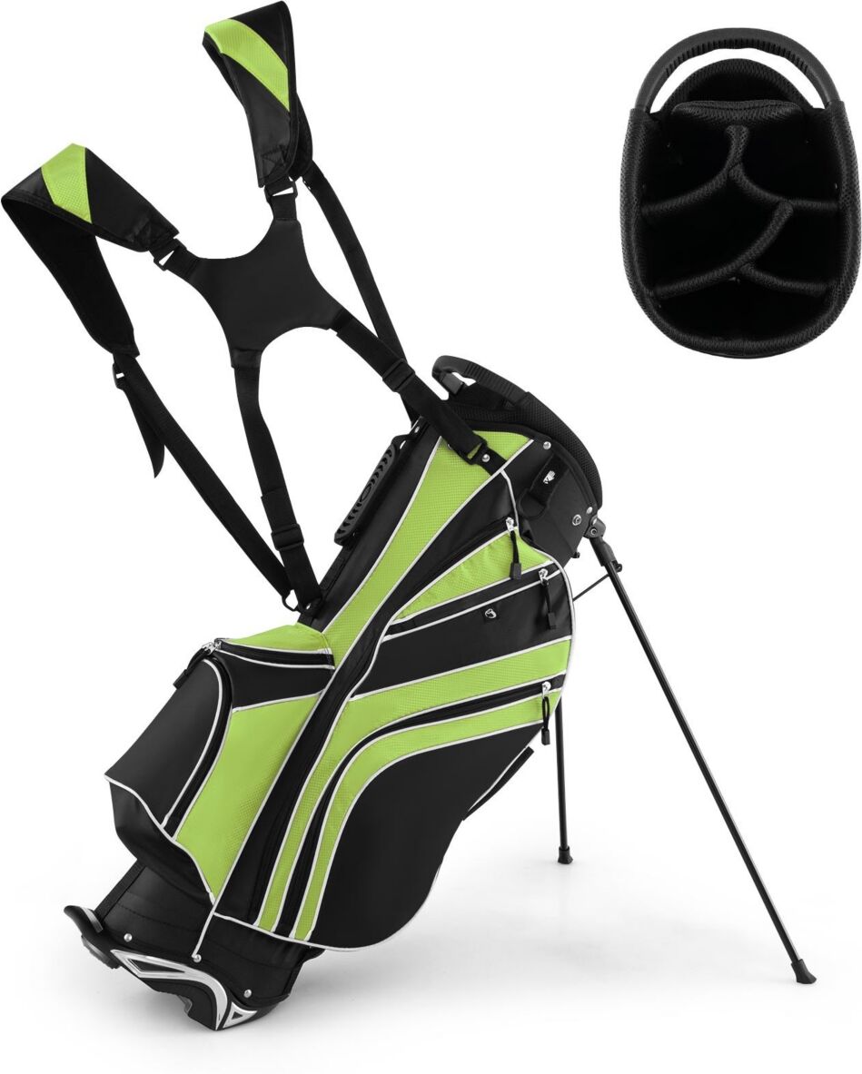 Sugift Golf Stand Cart Bag with 6-Way Divider Carry Pockets - Green