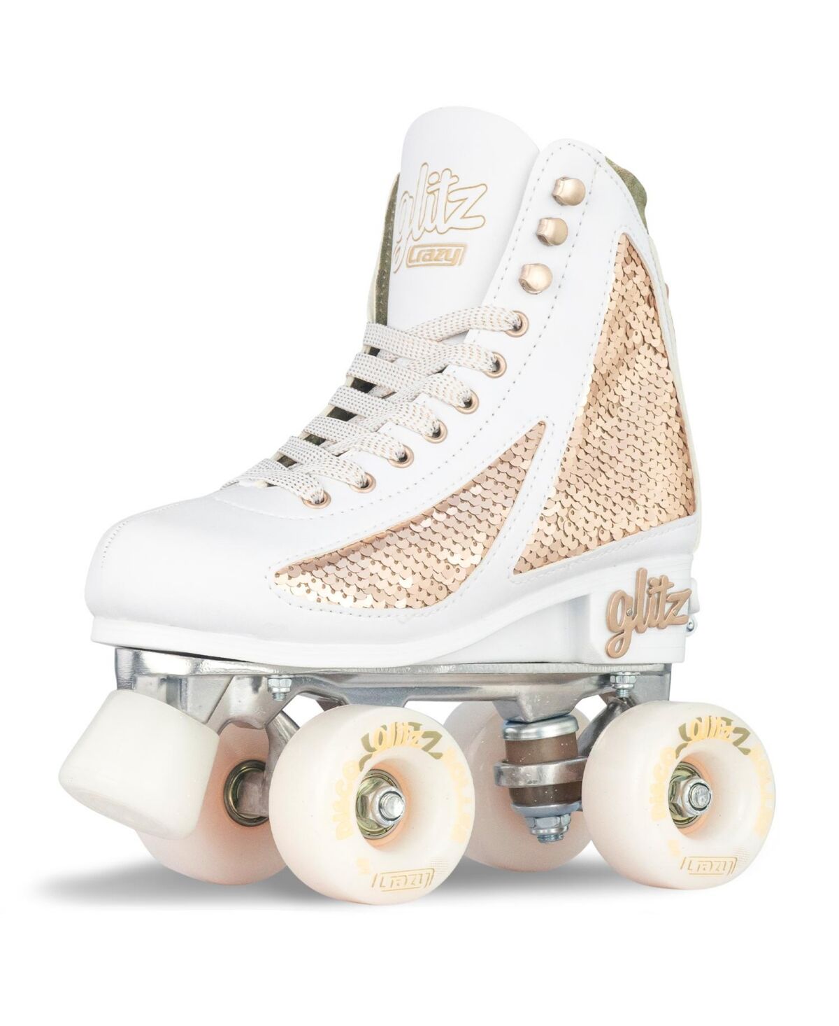 Crazy Skates Glitz Adjustable Roller Skates For Women And Girls - Size Adjustable To Fit 4 Sizes - Rose gold