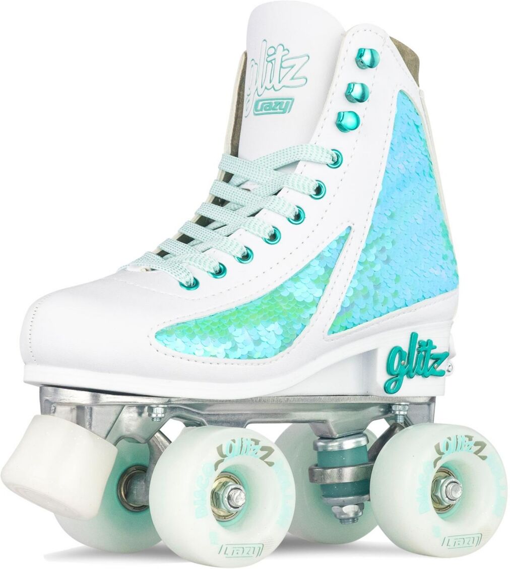 Crazy Skates Glitz Adjustable Roller Skates For Women And Girls - Size Adjustable To Fit 4 Sizes - Turquoise