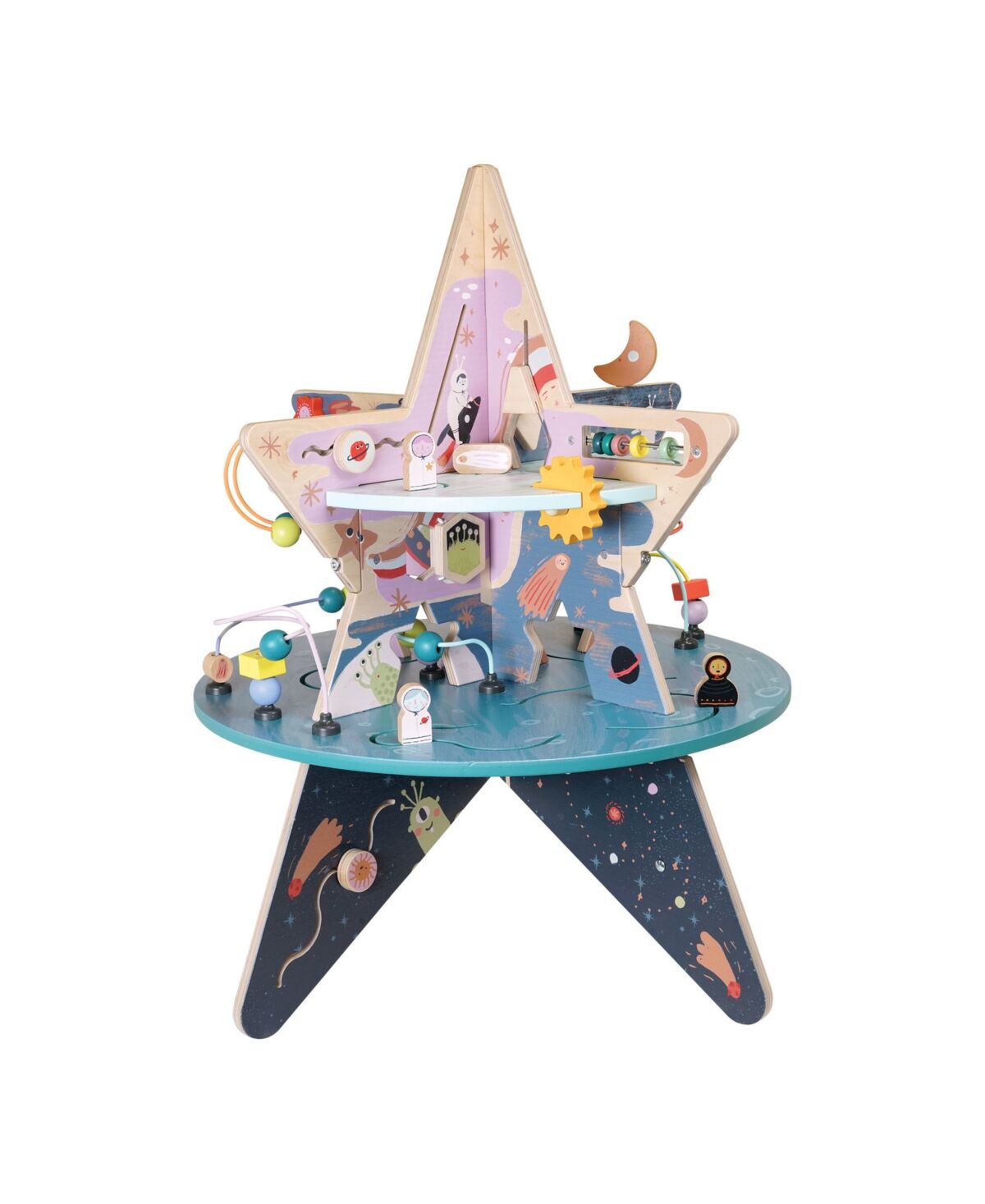 Manhattan Toy Company Double-Decker Celestial Star Explorer Wooden Activity Center - Multicolor