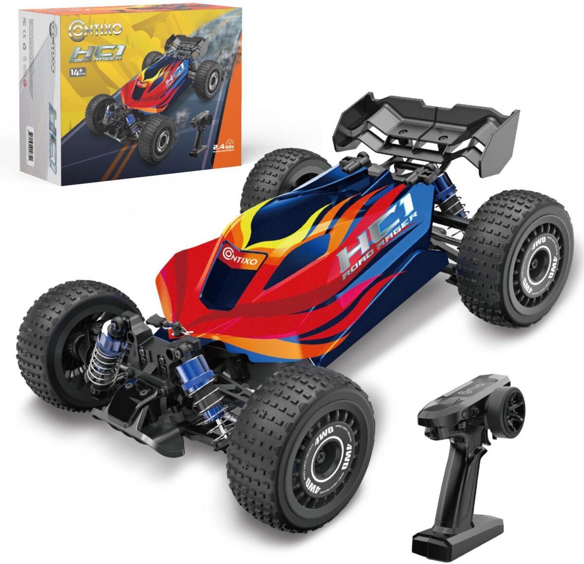 Contixo HC1 Road Rager Rc Remote Control High Speed Race Car - 1:16 Scale - Black