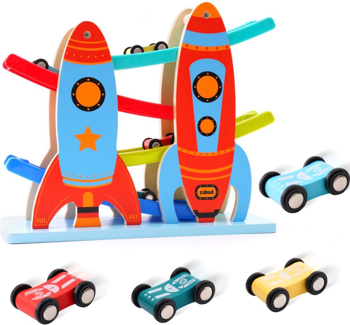 Simplie Fun Toy Car Ramp Toddler Race Track Toy with 4 Cars Ramp Racer, Toy Kids Toy Vehicle Playsets - Assorted Pre-pack