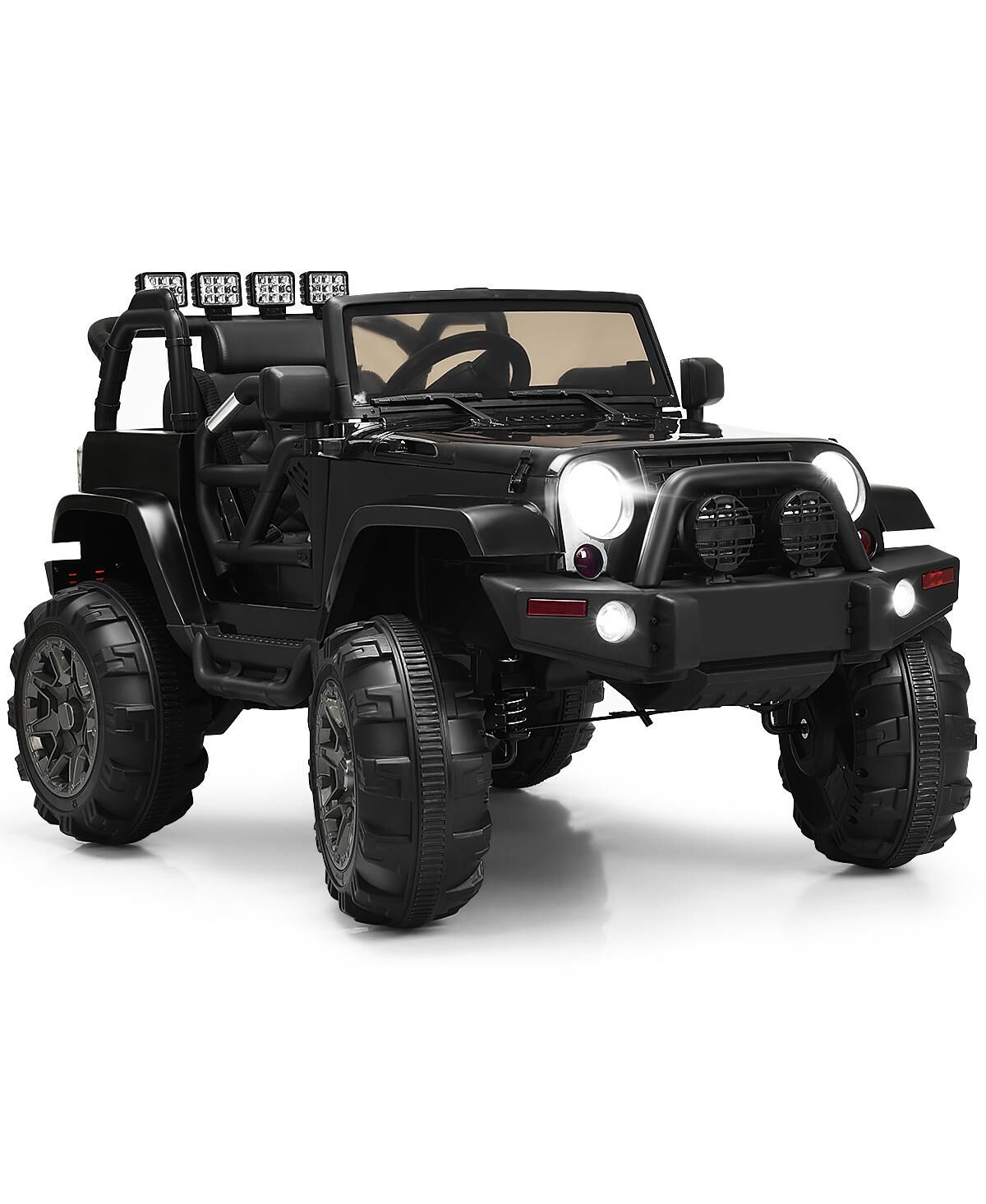 Sugift 12V Electric Ride On Truck with Parental Remote Control and Led Lights - Black