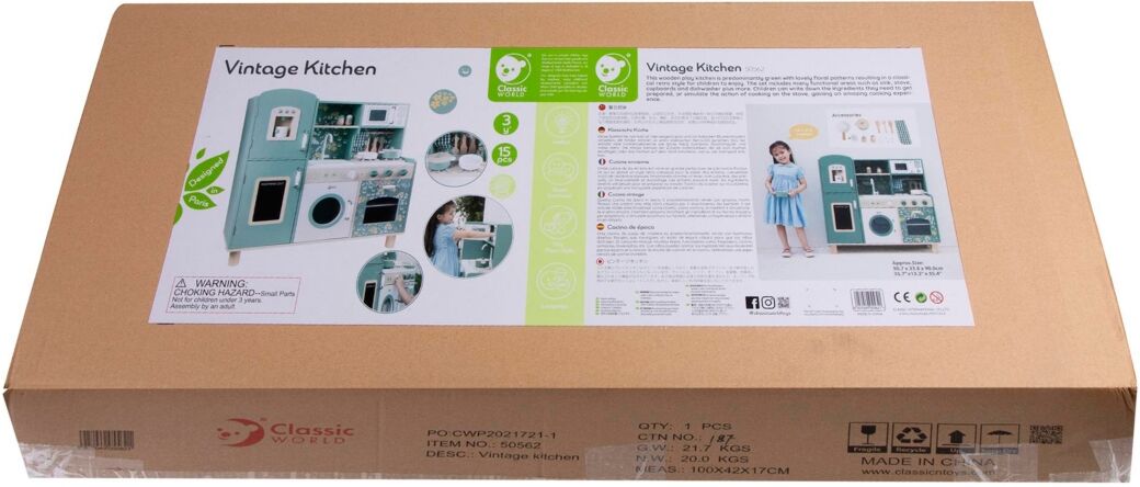 Classic Toy Vintage-Look Kitchen Set, 9 Pieces - Green