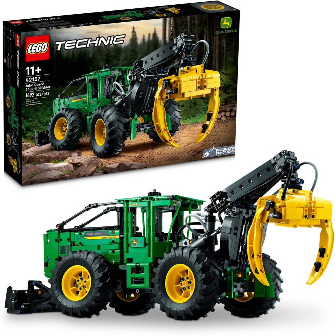 Lego Technic 42157 John Deere 948L-ii Skidder Toy Building Set - Multicolor