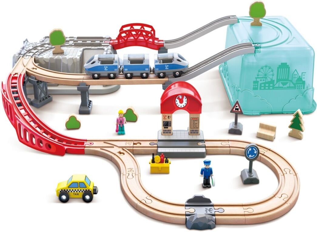 Hape Wooden Train Bucket Set- City Train - Multi