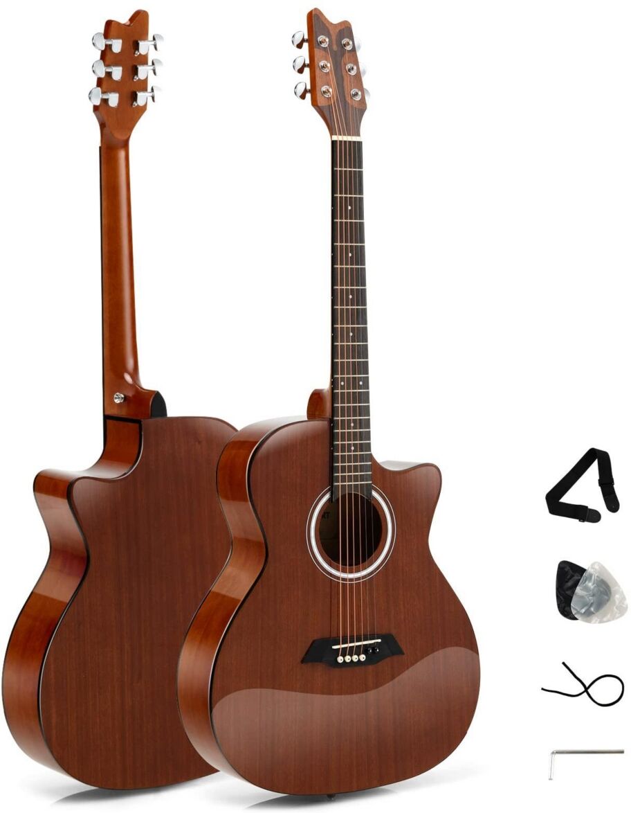 Sugift 41 Inch Full Size Acoustic Guitar with Sapele Body Strap Picks