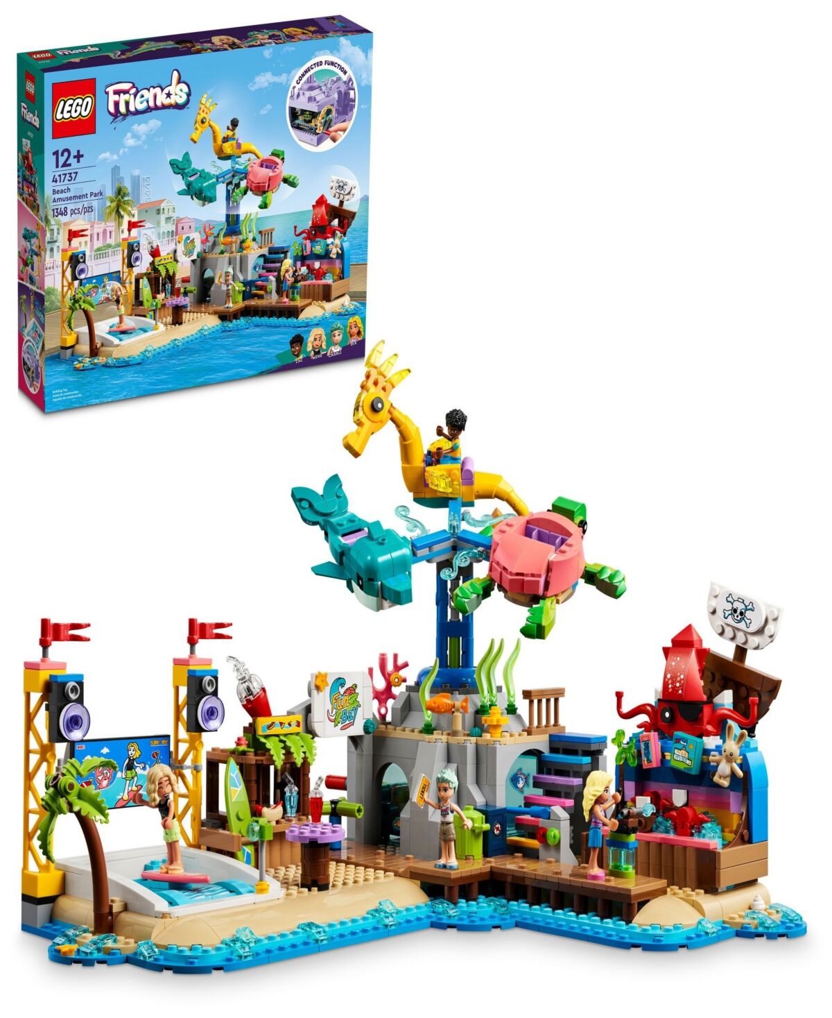 Lego Friends 41737 Beach Amusement Park Toy Adventure Building Set with Minifigures - Multicolor