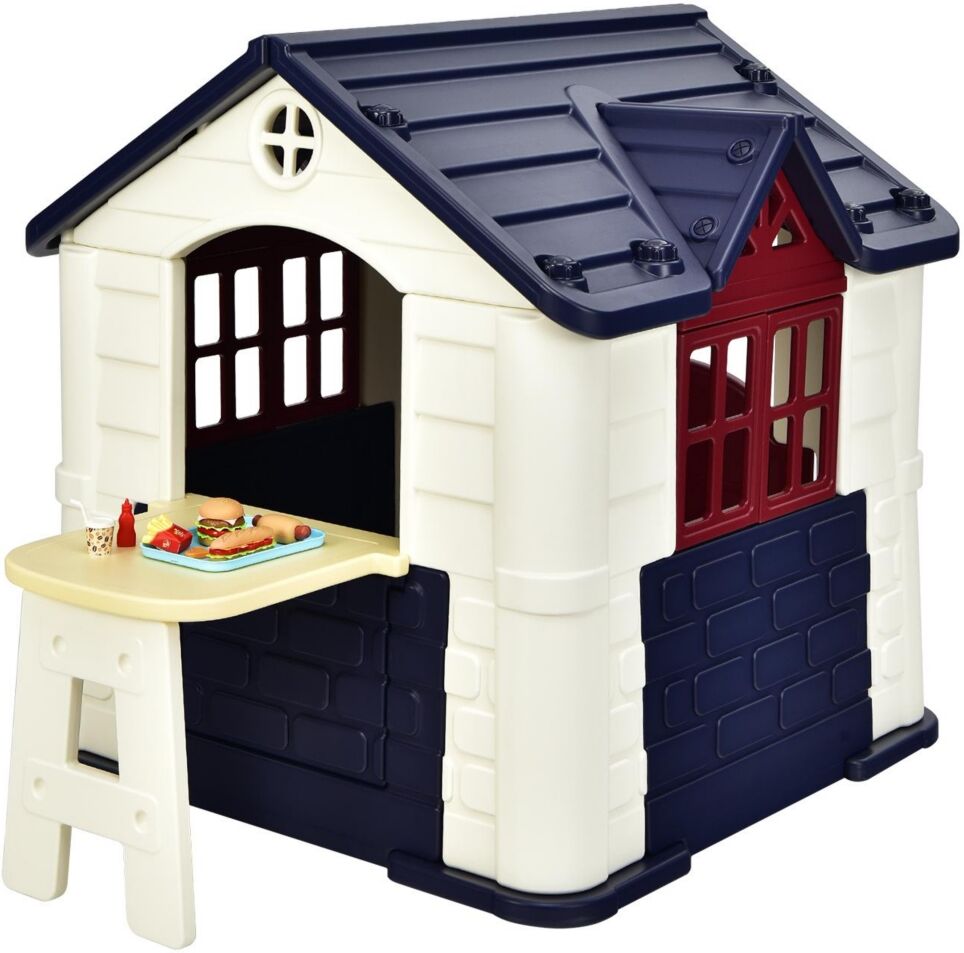 Sugift Kids Playhouse Pretend Toy House For Boys and Girls 7 Pieces Toy Set - White