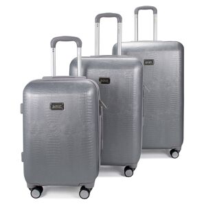 Badgley Mischka Snakeskin Expandable Luggage Set, 3 Piece - Silver-Tone