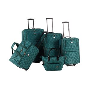 American Flyer Pemberly Buckles 5 Piece Luggage Set - Green
