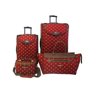 American Flyer Fleur De Lis 4 Piece Luggage Set - Red