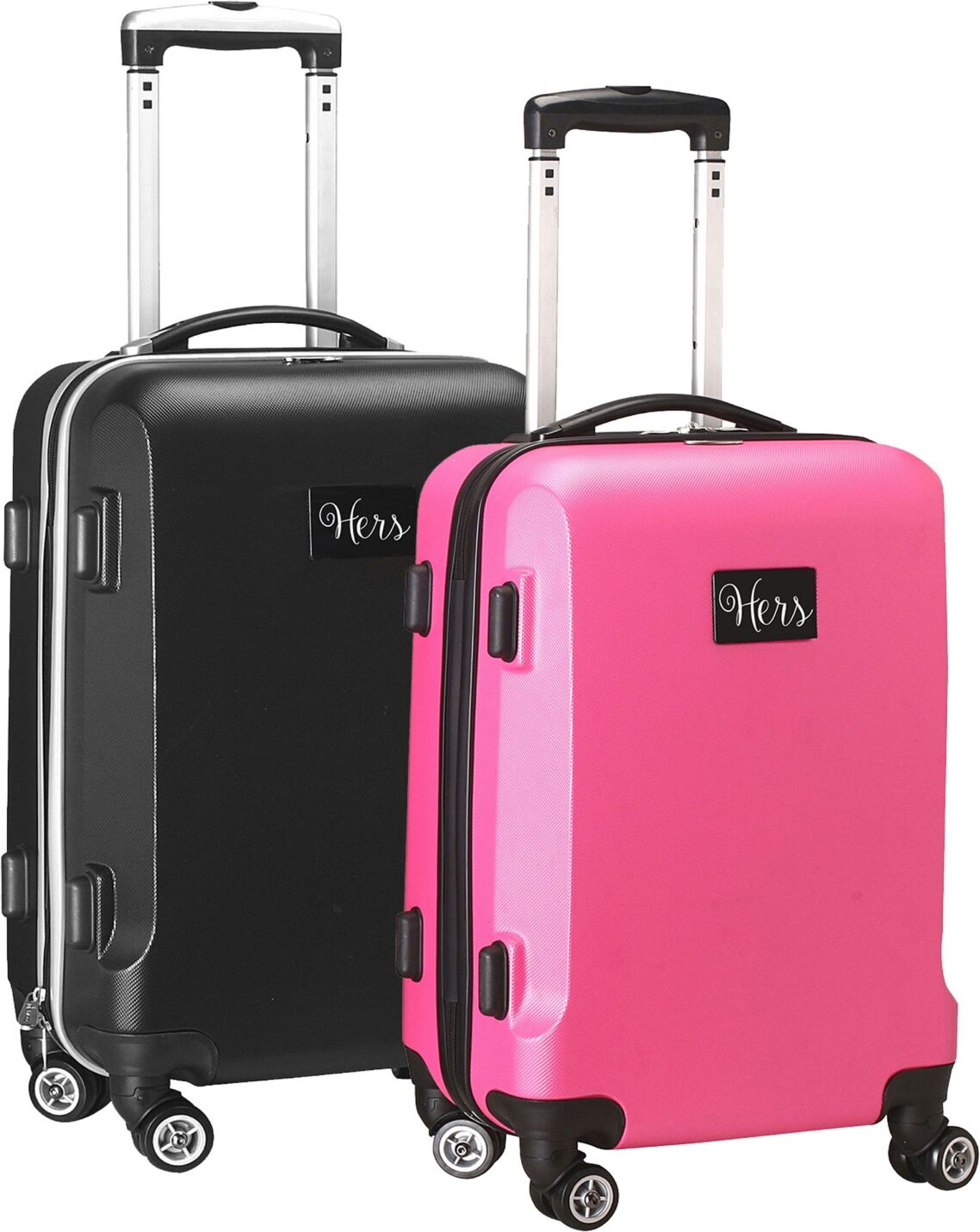 Mojo Licensing Hers & Hers 21 Inch Luggage Set - Black and Pink