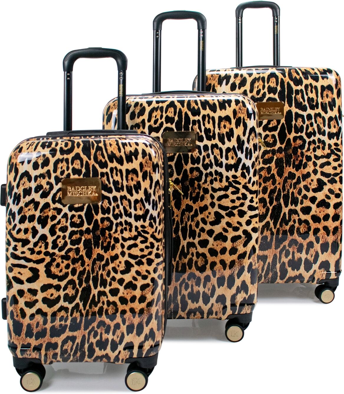 Badgley Mischka Expandable Luggage Set, 3 Piece - Leopard