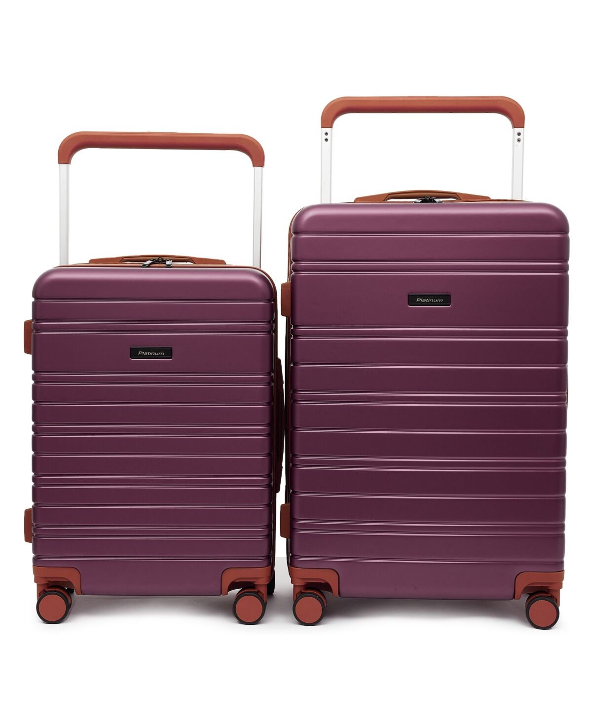 Travelers Club Navigate Collection 2 Piece Rolling Hard Case Luggage Set with X-Tra Wide Telescopic Handle - Burgundy