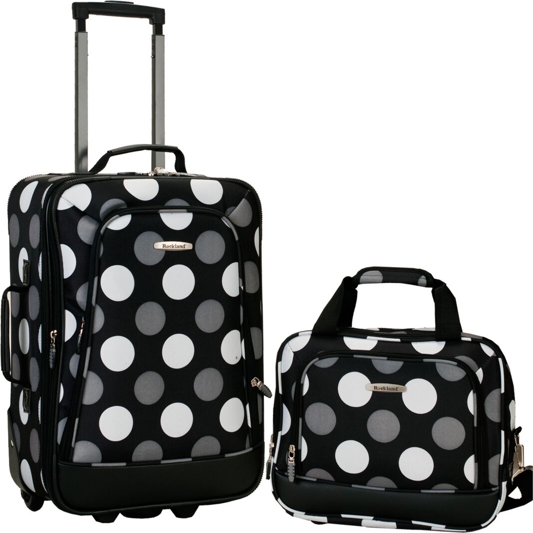 Rockland 2-Pc. Pattern Softside Luggage Set - White  Grey Dots on Black