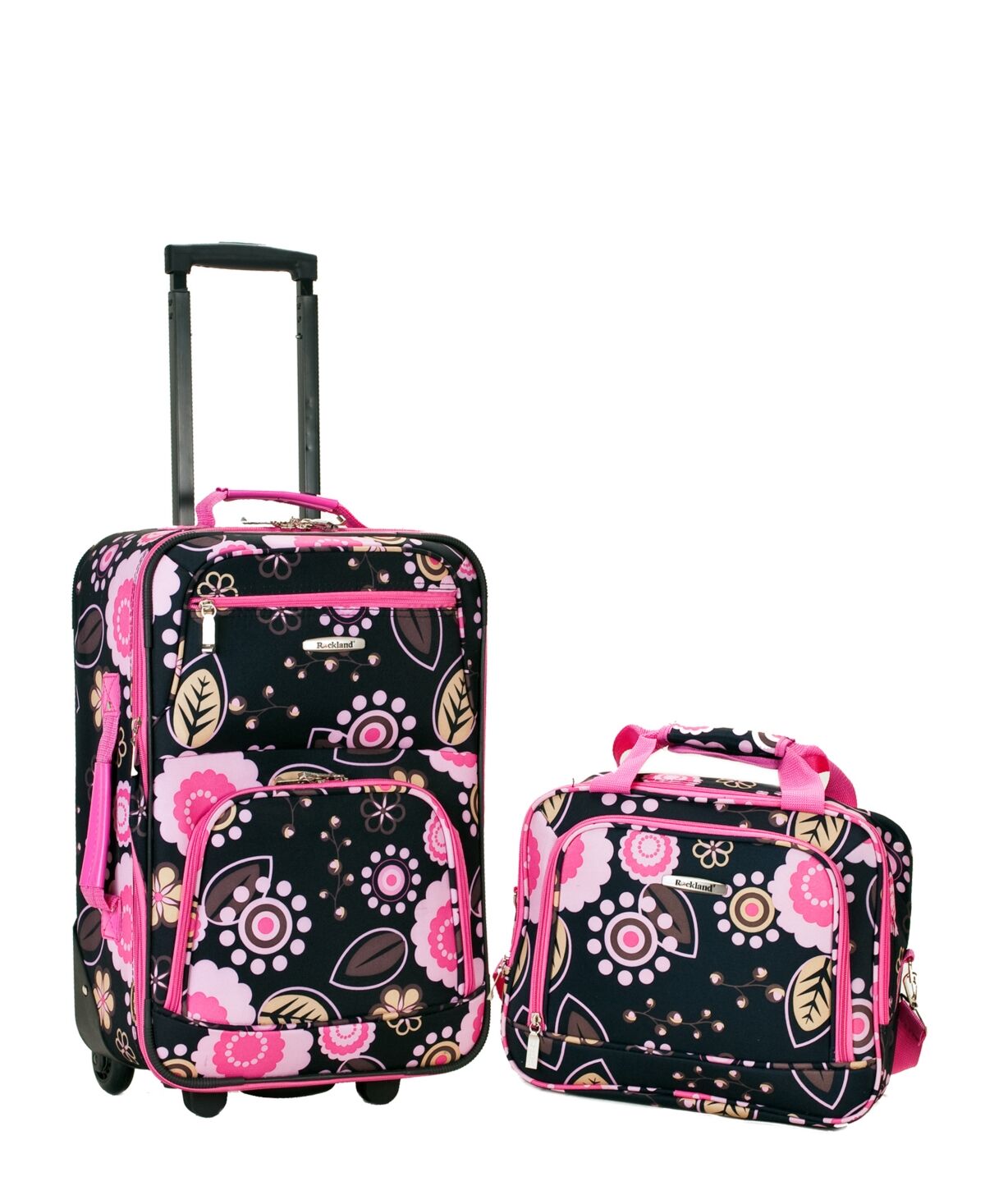 Rockland 2-Pc. Pattern Softside Luggage Set - Black  Pink Floral