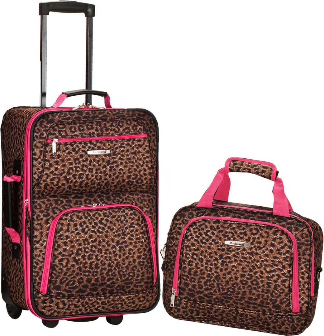 Rockland 2-Pc. Pattern Softside Luggage Set - Cheetah with Pink Trim