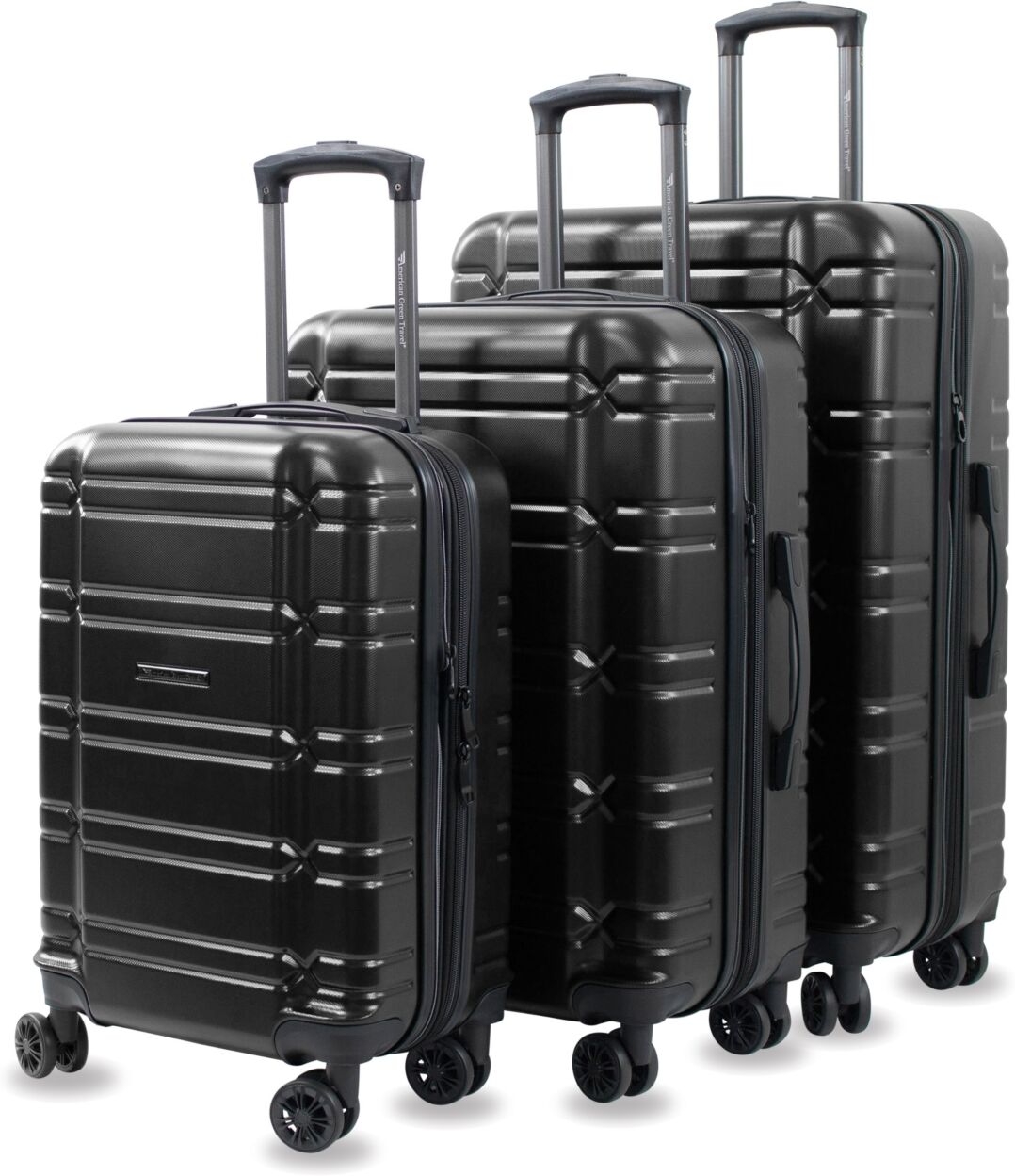 American Green Travel Allegro Hard side Spinner Suitcase Luggage Set, 3 Pieces - Black