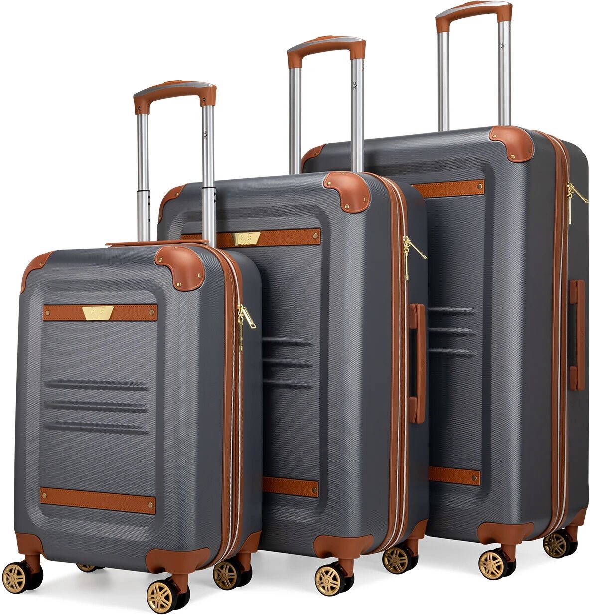 V19.69 Italia Vintage-Like 3 Piece Expandable Retro Luggage Set - Gray