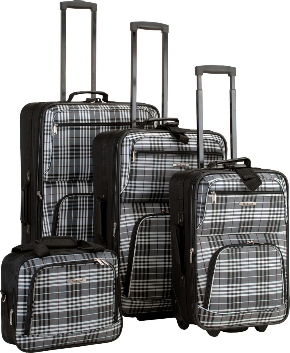 Rockland 4-Pc. Softside Luggage Set - Black Plaid