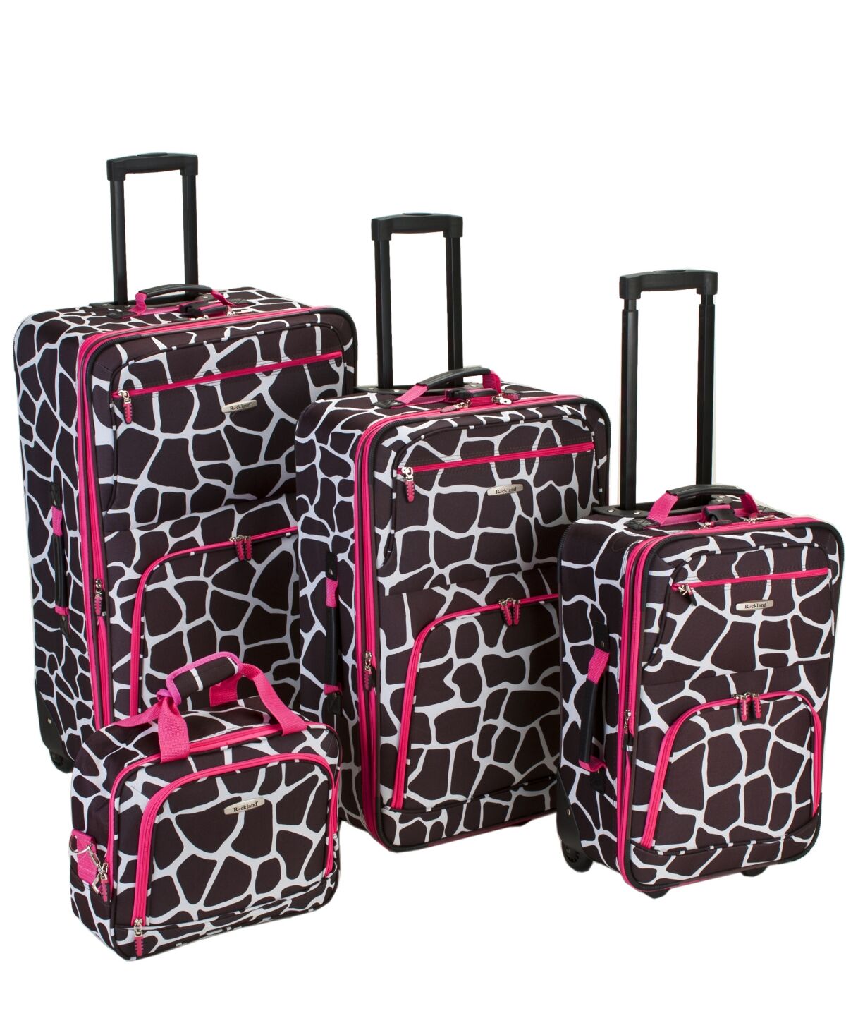 Rockland 4-Pc. Softside Luggage Set - Giraffe with Pink Trim